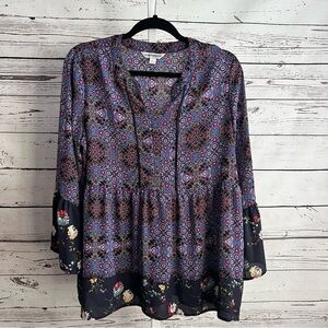 Counterparts Blue and Red Paisley Print Blouse Large